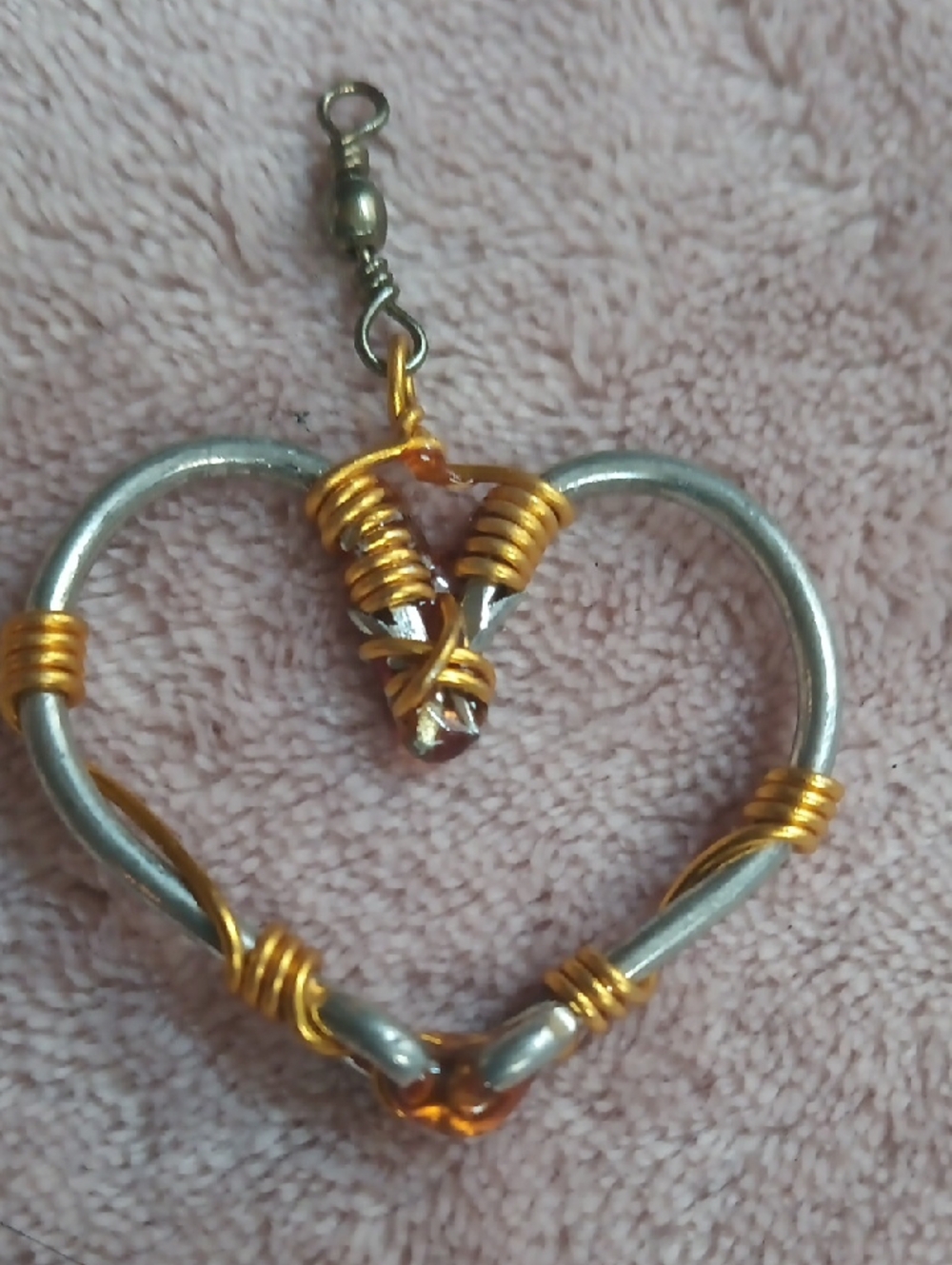 Hand Crafted Silver and Gold Wire Heart Necklace Pendant